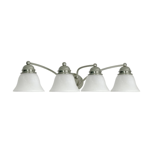 Vanity Nuvo 60-343 Empire - 4 Light - 29 in. - Vanity with Alabaster Glass Bell Shades - Brushed Nickel Finish Nuvo