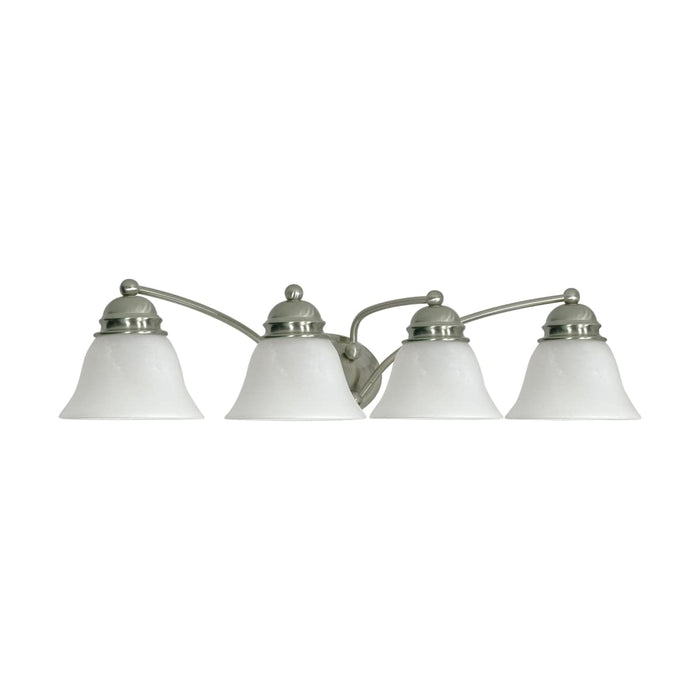 Vanity Nuvo 60-343 Empire - 4 Light - 29 in. - Vanity with Alabaster Glass Bell Shades - Brushed Nickel Finish Nuvo
