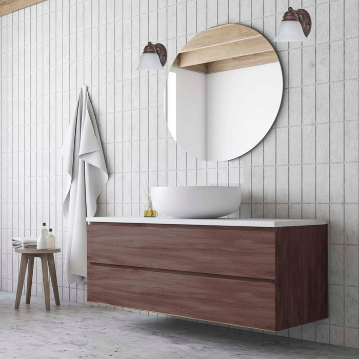 Vanity Nuvo 60-344 Empire - 1 Light - 7 in. - Vanity with Alabaster Glass Bell Shades - Old Bronze Finish Nuvo