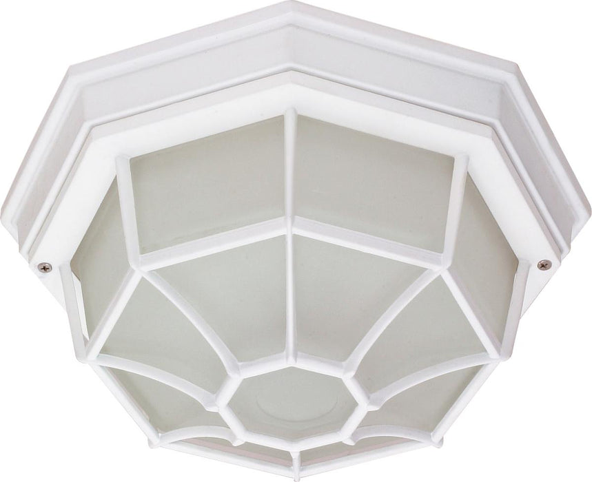 Flush Mount Nuvo 60-3450 1 Light - 12 in. - Ceiling Spider Cage Fixture - Die Cast - Glass Lens - Color retail packaging - White Finish Nuvo