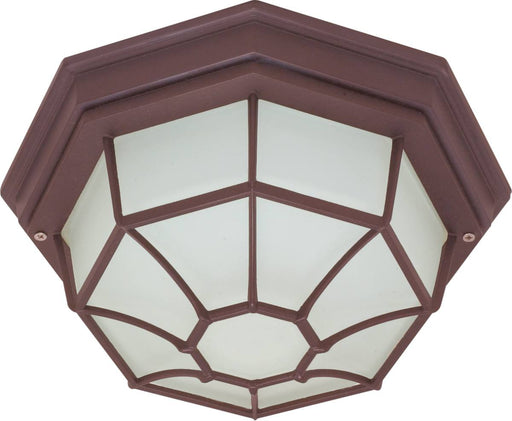 Flush Mount Nuvo 60-3451 1 Light - 12 in. - Ceiling Spider Cage Fixture - Die Cast - Glass Lens - Color retail packaging - Old Bronze Finish Nuvo