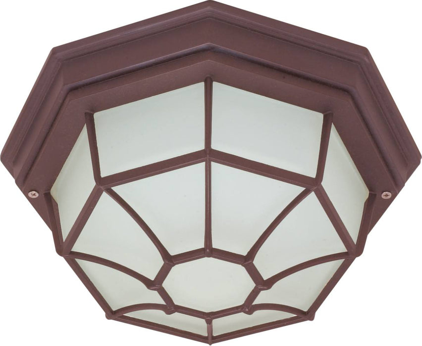 Flush Mount Nuvo 60-3451 1 Light - 12 in. - Ceiling Spider Cage Fixture - Die Cast - Glass Lens - Color retail packaging - Old Bronze Finish Nuvo
