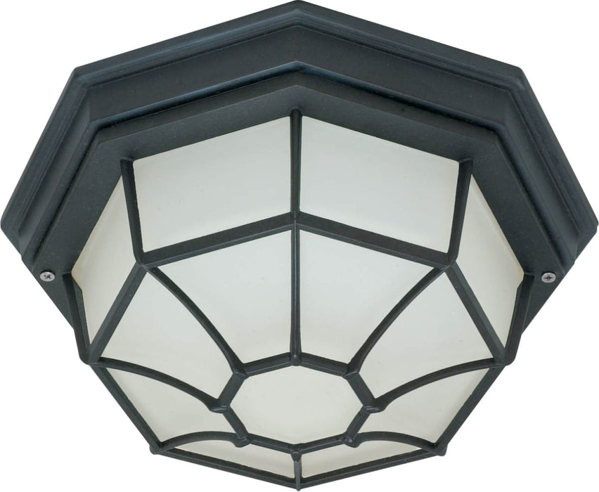 Flush Mount Nuvo 60-3452 1 Light - 12 in. - Ceiling Spider Cage Fixture - Die Cast - Glass Lens - Color retail packaging - Textured Black Finish Nuvo