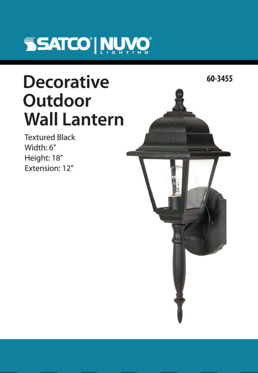 Wall Lantern Nuvo 60-3455 Briton - 1 Light - 18 in. - Wall Lantern with Clear Seed Glass - Color retail packaging - Textured Black Finish Nuvo