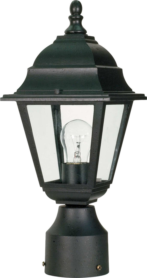 Post Lantern Nuvo 60-3456 Briton - 1 Light - 14 in. - Post Lantern with Clear Glass - Color retail packaging - Textured Black Finish Nuvo