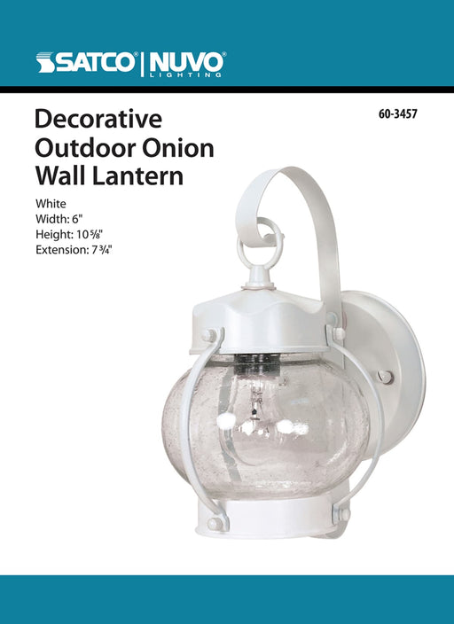 Wall Lantern Nuvo 60-3457 1 Light - 10-5/8 in. - Wall Lantern Onion Lantern with Clear Seed Glass - Color retail packaging - White Finish Nuvo
