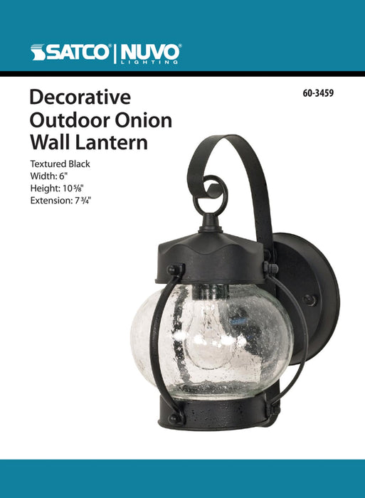 Wall Lantern Nuvo 60-3459 1 Light - 10-5/8 in. - Wall Lantern - Onion Lantern with Clear Seed Glass - Color retail packaging - Textured Black Finish Nuvo