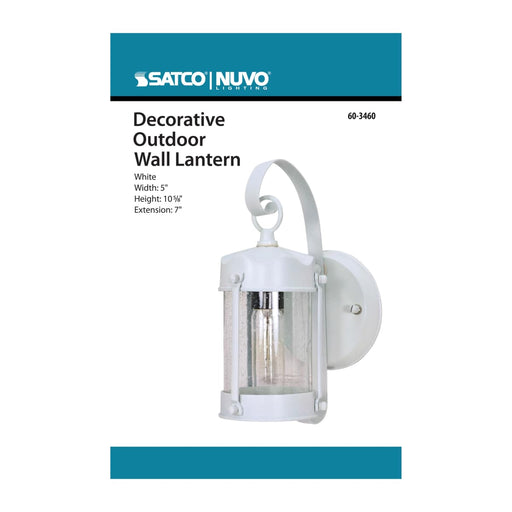 Wall Lantern Nuvo 60-3460 1 Light - 10-5/8 in. - Wall Lantern - Piper Lantern with Clear Seed Glass - Color retail packaging - White Finish Nuvo