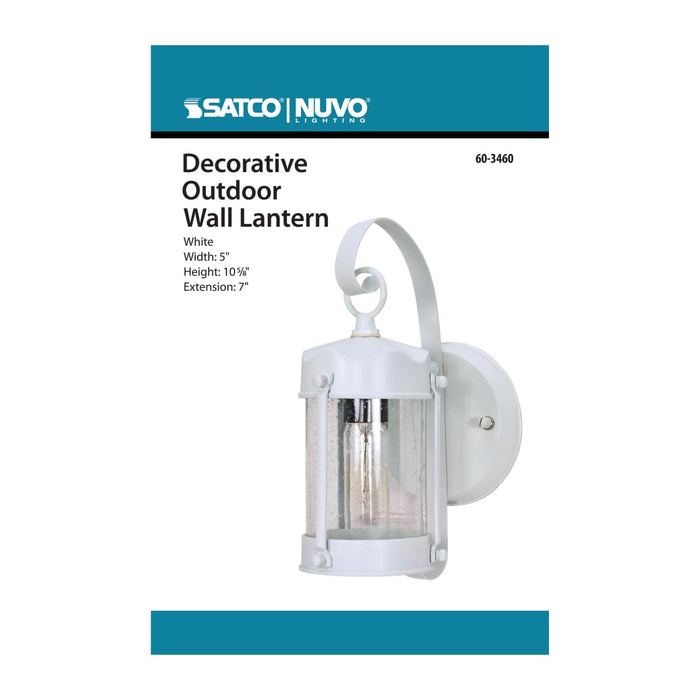 Wall Lantern Nuvo 60-3460 1 Light - 10-5/8 in. - Wall Lantern - Piper Lantern with Clear Seed Glass - Color retail packaging - White Finish Nuvo