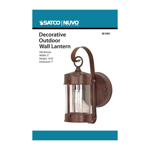 Wall Lantern Nuvo 60-3461 1 Light - 10-5/8 in. - Wall Lantern - Piper Lantern with Clear Seed Glass - Color retail packaging - Old Bronze Finish Nuvo