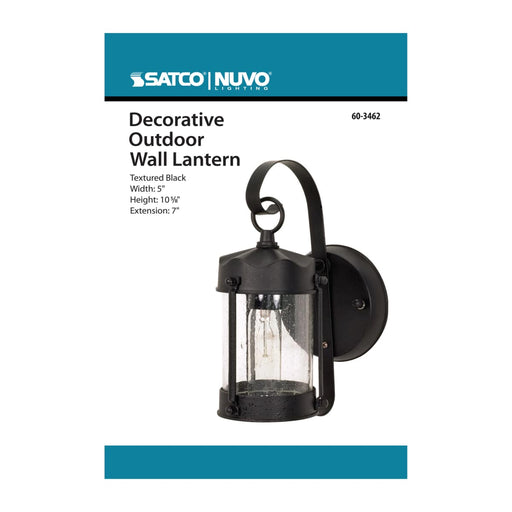 Wall Lantern Nuvo 60-3462 1 Light - 10-5/8 in. - Wall Lantern - Piper Lantern with Clear Seed Glass - Color retail packaging - Textured Black Finish Nuvo