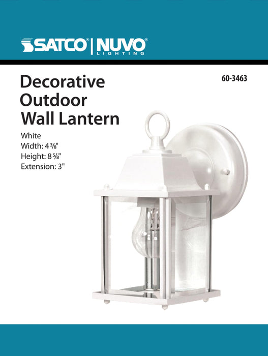 Wall Lantern Nuvo 60-3463 1 Light - 8-5/8 in. - Wall Lantern - Cube Lantern with Clear Beveled Glass - Color retail packaging - White Finish Nuvo