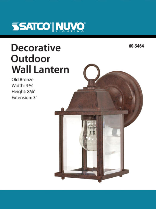 Wall Lantern Nuvo 60-3464 1 Light - 8-5/8 in. - Wall Lantern - Cube Lantern with Clear Beveled Glass - Color retail packaging - Old Bronze Finish Nuvo