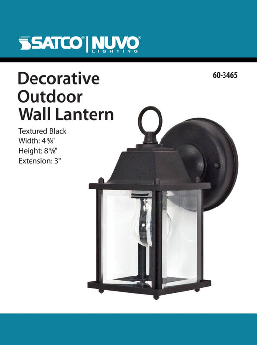 Wall Lantern Nuvo 60-3465 1 Light - 8-5/8 in. - Wall Lantern - Cube Lantern with Clear Beveled Glass - Color retail packaging - Textured Black Finish Nuvo