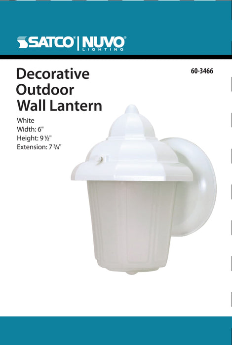 Wall Lantern Nuvo 60-3466 1 Light - 8-7/8 in. - Wall Lantern - Hood Lantern with Satin Frosted Glass - Color retail packaging - White Finish Nuvo