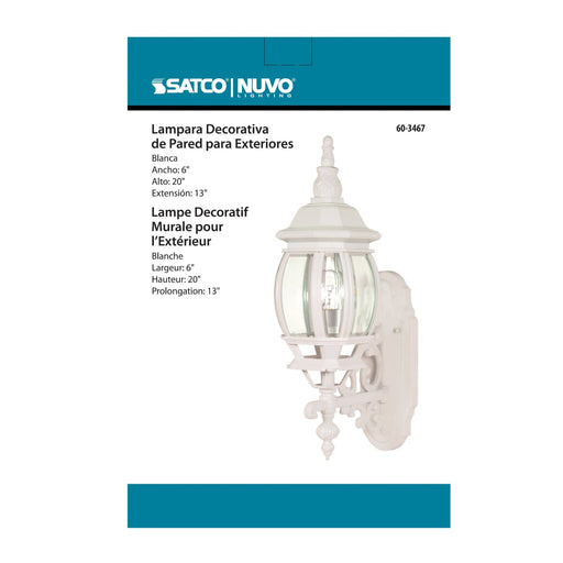Wall Lantern Nuvo 60-3467 Central Park - 1 Light - 20 in. - Wall Lantern with Clear Beveled Glass - Color retail packaging - White Finish Nuvo
