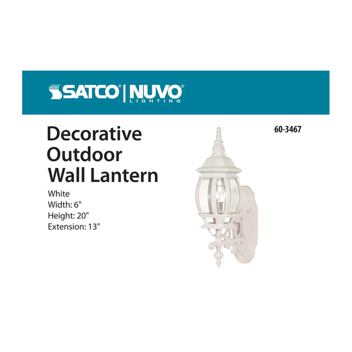 Wall Lantern Nuvo 60-3467 Central Park - 1 Light - 20 in. - Wall Lantern with Clear Beveled Glass - Color retail packaging - White Finish Nuvo