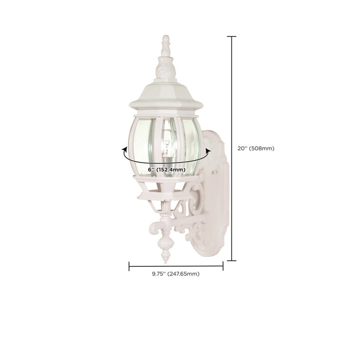 Wall Lantern Nuvo 60-3467 Central Park - 1 Light - 20 in. - Wall Lantern with Clear Beveled Glass - Color retail packaging - White Finish Nuvo