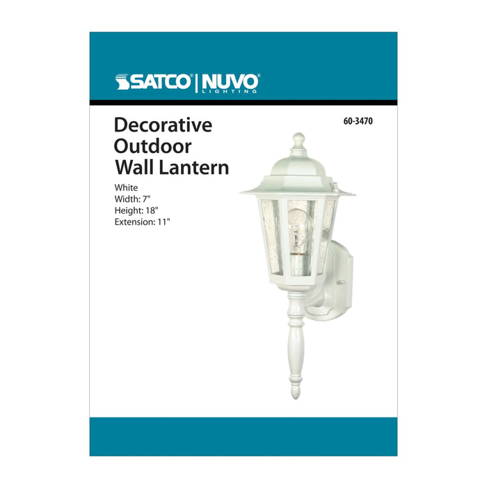 Wall Lantern Nuvo 60-3470 Cornerstone - 1 Light - 18 in. - Wall Lantern with Clear Seed Glass - Color retail packaging - White Finish Nuvo