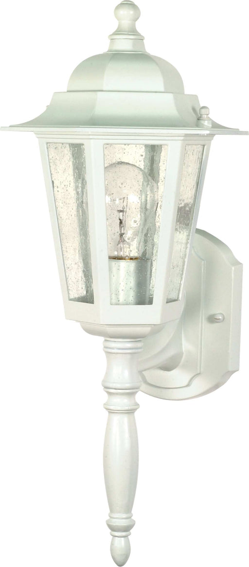 Wall Lantern Nuvo 60-3470 Cornerstone - 1 Light - 18 in. - Wall Lantern with Clear Seed Glass - Color retail packaging - White Finish Nuvo