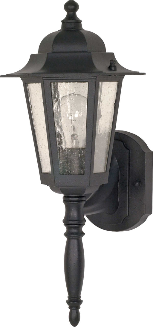 Wall Lantern Nuvo 60-3472 Cornerstone - 1 Light - 18 in. - Wall Lantern with Clear Seed Glass - Color retail packaging - Textured Black Finish Nuvo