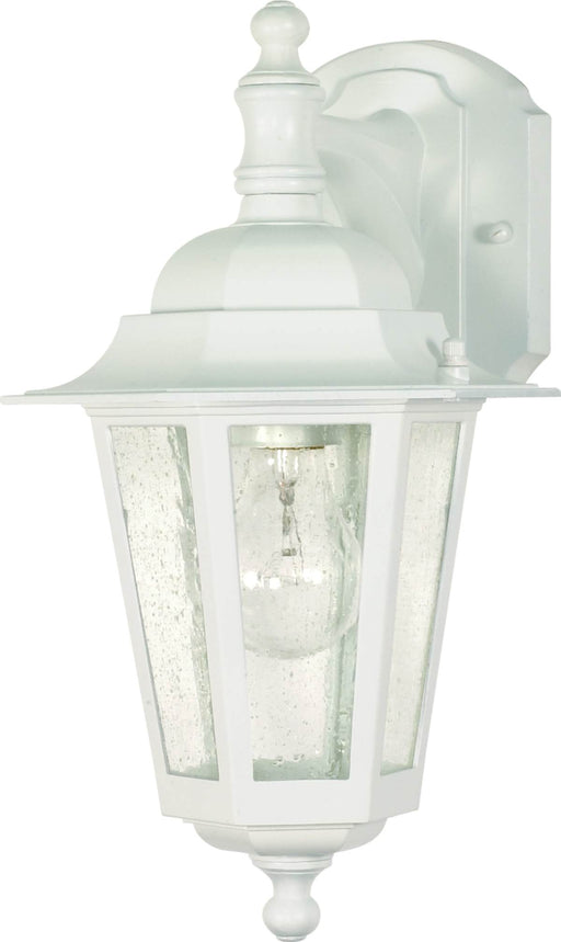 Wall Lantern Nuvo 60-3473 Cornerstone - 1 Light - 13 in. - Wall Lantern - Arm Down with Clear Seed Glass - Color retail packaging - White Finish Nuvo