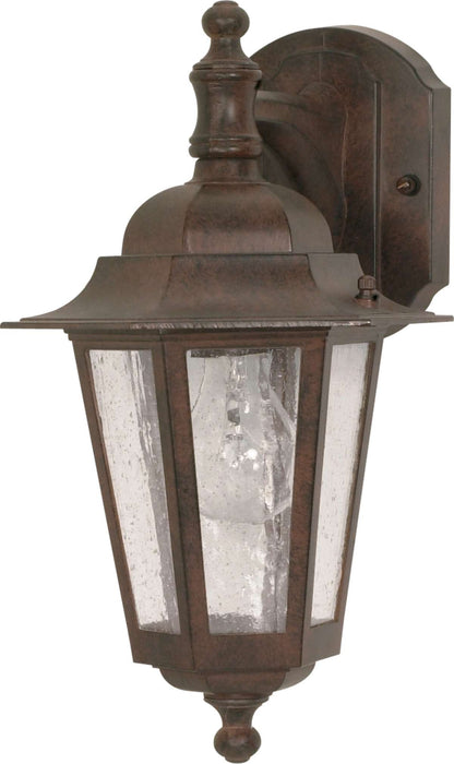 Wall Lantern Nuvo 60-3474 Cornerstone - 1 Light - 13 in. - Wall Lantern - Arm Down with Clear Seed Glass - Color retail packaging - Old Bronze Finish Nuvo