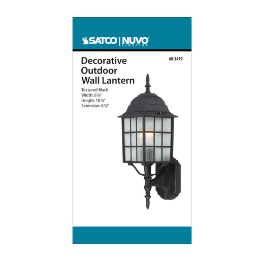 Wall Lantern Nuvo 60-3479 Adams - 1 Light - 18 in. - Outdoor Wall with Frosted Glass - Color retail packaging - Textured Black Finish Nuvo