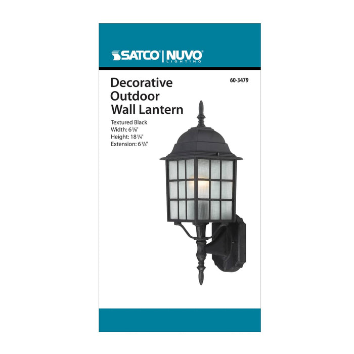 Wall Lantern Nuvo 60-3479 Adams - 1 Light - 18 in. - Outdoor Wall with Frosted Glass - Color retail packaging - Textured Black Finish Nuvo