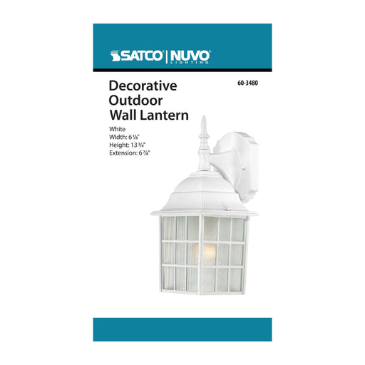 Wall Lantern Nuvo 60-3480 Adams - 1 Light - 14 in. - Outdoor Wall with Frosted Glass - Color retail packaging - White Finish Nuvo