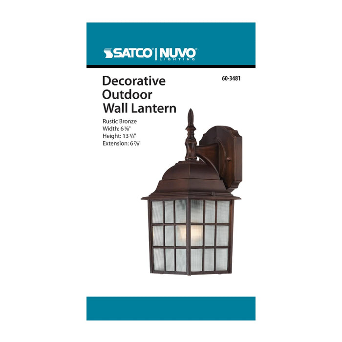 Wall Lantern Nuvo 60-3481 Adams - 1 Light - 14 in. - Outdoor Wall with Frosted Glass - Color retail packaging - Rustic Bronze Finish Nuvo