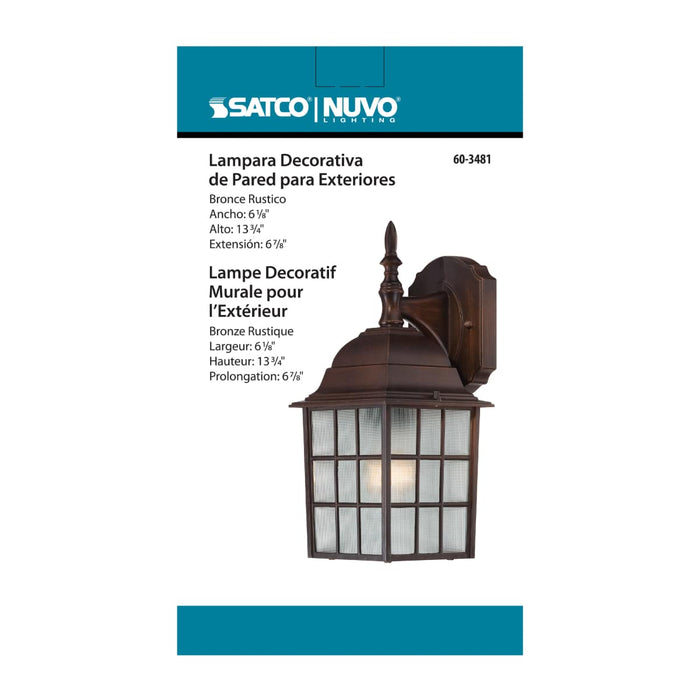 Wall Lantern Nuvo 60-3481 Adams - 1 Light - 14 in. - Outdoor Wall with Frosted Glass - Color retail packaging - Rustic Bronze Finish Nuvo
