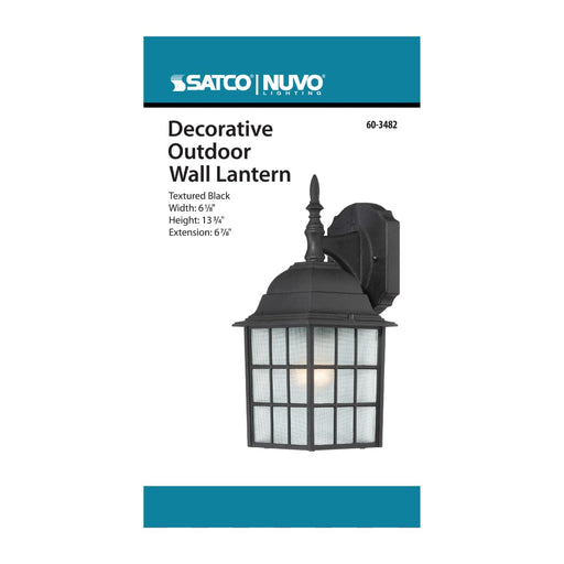 Wall Lantern Nuvo 60-3482 Adams - 1 Light - 14 in. - Outdoor Wall with Frosted Glass - Color retail packaging - Textured Black Finish Nuvo