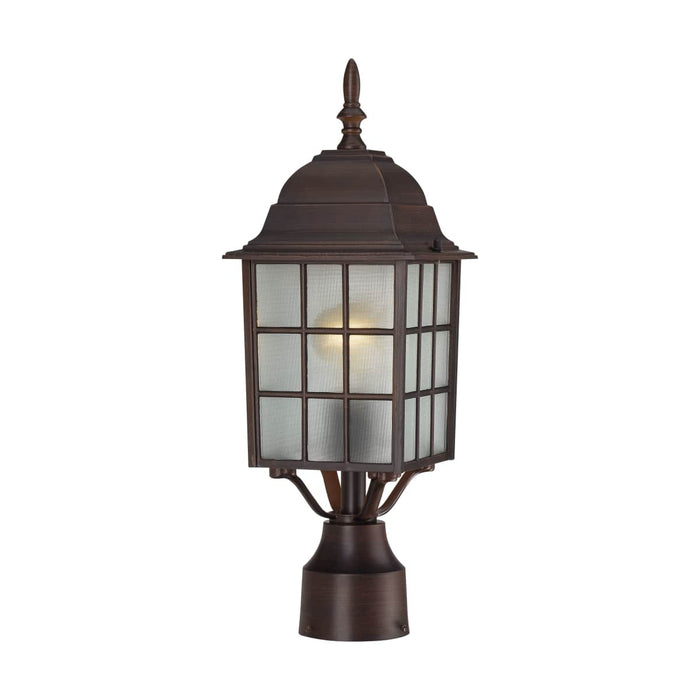 Post Lantern Nuvo 60-3483 Adams - 1 Light - 17 in. - Outdoor Post with Frosted Glass - Color retail packaging - Rustic Bronze Finish Nuvo