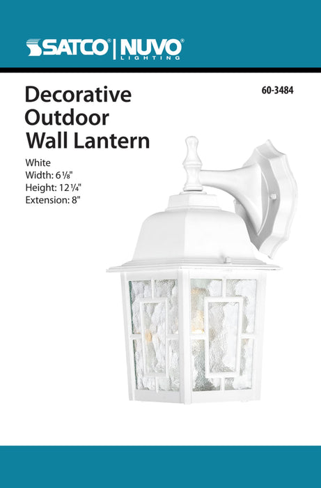 Wall Lantern Nuvo 60-3484 Banyan - 1 Light - 12 in. - Outdoor Wall with Clear Water Glass - Color retail packaging - White Finish Nuvo