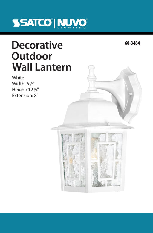 Wall Lantern Nuvo 60-3484 Banyan - 1 Light - 12 in. - Outdoor Wall with Clear Water Glass - Color retail packaging - White Finish Nuvo