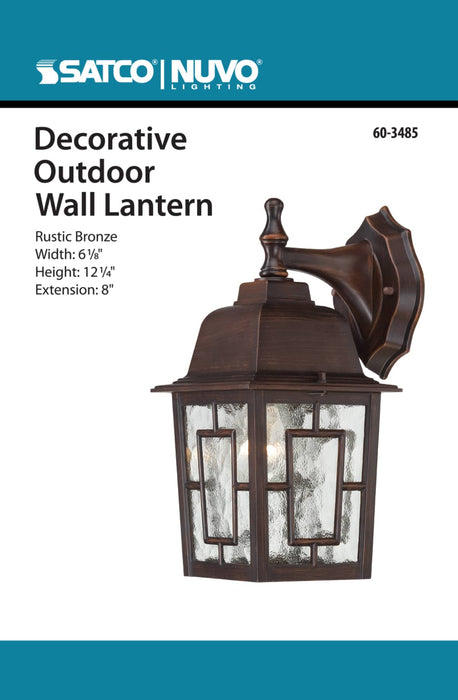 Wall Lantern Nuvo 60-3485 Banyan - 1 Light - 12 in. - Outdoor Wall with Clear Water Glass - Color retail packaging - Rustic Bronze Finish Nuvo
