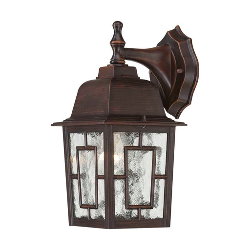 Wall Lantern Nuvo 60-3485 Banyan - 1 Light - 12 in. - Outdoor Wall with Clear Water Glass - Color retail packaging - Rustic Bronze Finish Nuvo