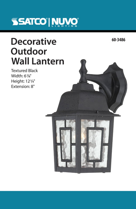 Wall Lantern Nuvo 60-3486 Banyan - 1 Light - 12 in. - Outdoor Wall with Clear Water Glass - Color retail packaging - Textured Black Finish Nuvo
