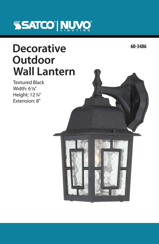 Wall Lantern Nuvo 60-3486 Banyan - 1 Light - 12 in. - Outdoor Wall with Clear Water Glass - Color retail packaging - Textured Black Finish Nuvo