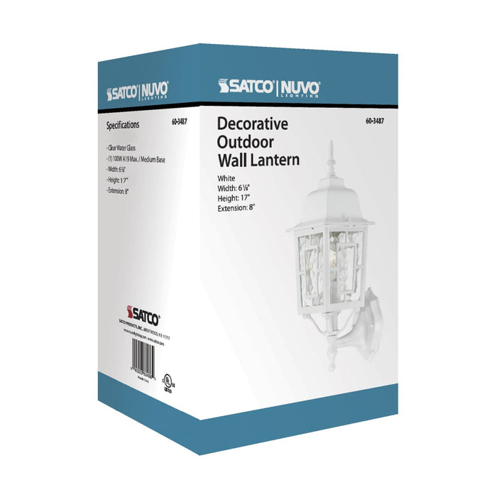 Wall Lantern Nuvo 60-3487 Banyan - 1 Light - 17 in. - Outdoor Wall with Clear Water Glass - Color retail packaging - White Finish Nuvo