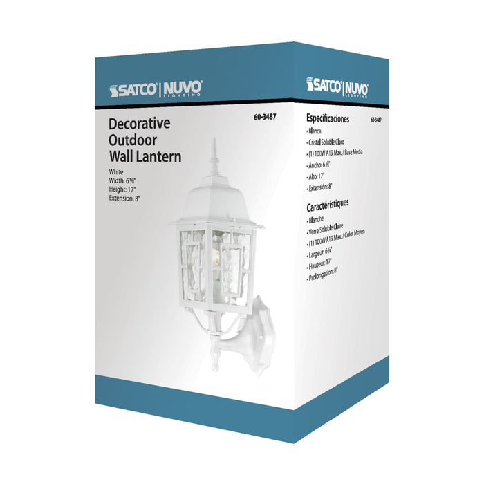 Wall Lantern Nuvo 60-3487 Banyan - 1 Light - 17 in. - Outdoor Wall with Clear Water Glass - Color retail packaging - White Finish Nuvo