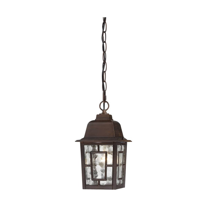 Hanging Lantern Nuvo 60-3490 Banyan - 1 Light - 11 in. - Outdoor Hanging with Clear Water Glass - Color retail packaging - Rustic Bronze Finish Nuvo