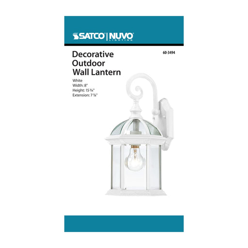 Wall Lantern Nuvo 60-3494 Boxwood - 1 Light - 15 in. - Outdoor Wall with Clear Seed Glass - Color retail packaging - White Finish Nuvo