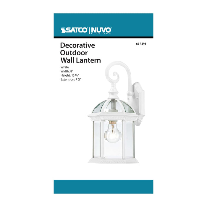 Wall Lantern Nuvo 60-3494 Boxwood - 1 Light - 15 in. - Outdoor Wall with Clear Seed Glass - Color retail packaging - White Finish Nuvo