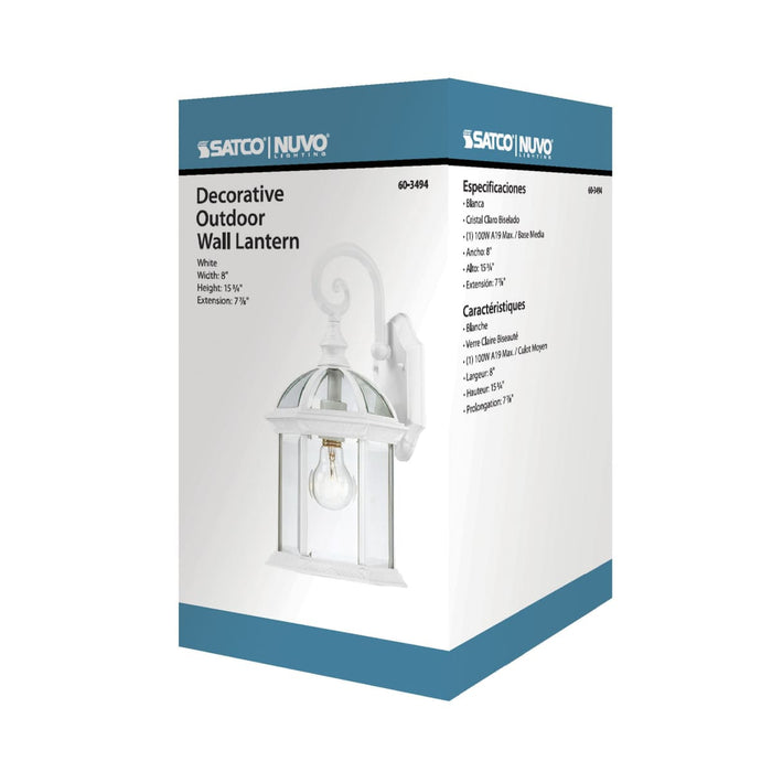 Wall Lantern Nuvo 60-3494 Boxwood - 1 Light - 15 in. - Outdoor Wall with Clear Seed Glass - Color retail packaging - White Finish Nuvo