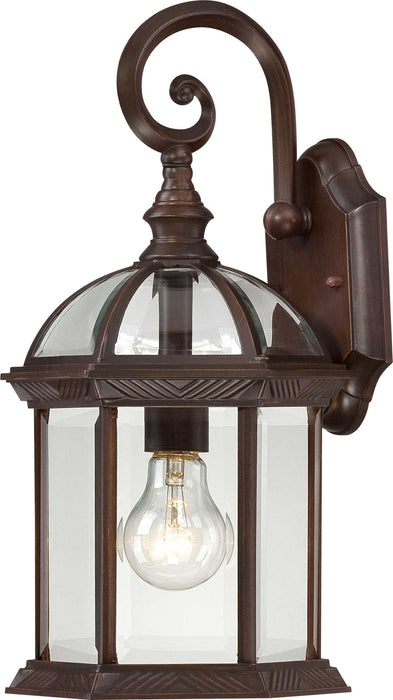 Wall Lantern Nuvo 60-3495 Boxwood - 1 Light - 15 in. - Outdoor Wall with Clear Beveled Glass - Color retail packaging - Rustic Bronze Finish Nuvo