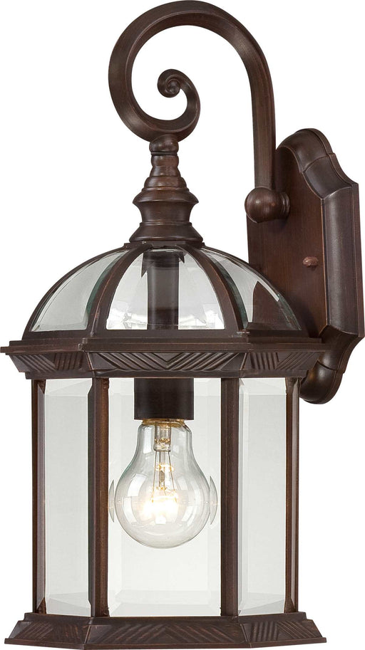 Wall Lantern Nuvo 60-3495 Boxwood - 1 Light - 15 in. - Outdoor Wall with Clear Beveled Glass - Color retail packaging - Rustic Bronze Finish Nuvo
