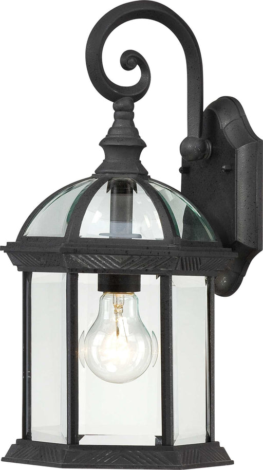 Wall Lantern Nuvo 60-3496 Boxwood - 1 Light - 15 in. - Outdoor Wall with Clear Beveled Glass - Color retail packaging - Textured Black Finish Nuvo