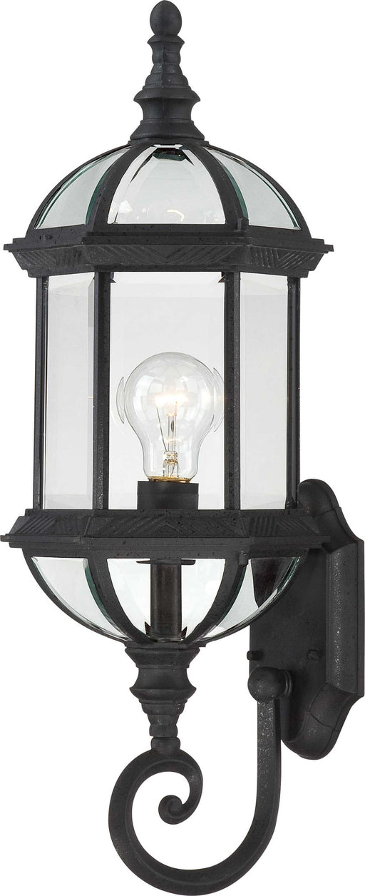 Wall Lantern Nuvo 60-3499 Boxwood - 1 Light - 22 in. - Outdoor Wall with Clear Beveled Glass - Color retail packaging - Textured Black Finish Nuvo